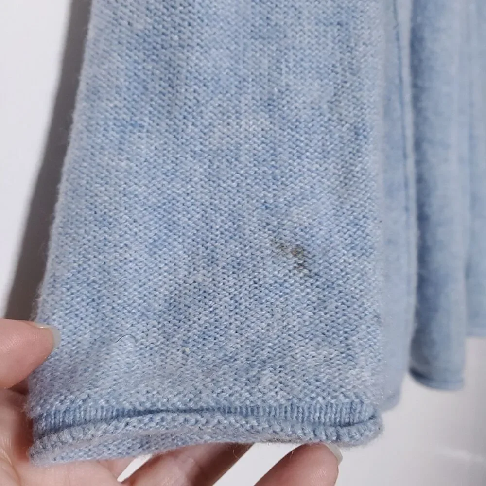 Kinross Cashmere Cardigan Sweater Women XS Light Blue Knit Long Sleeve Open